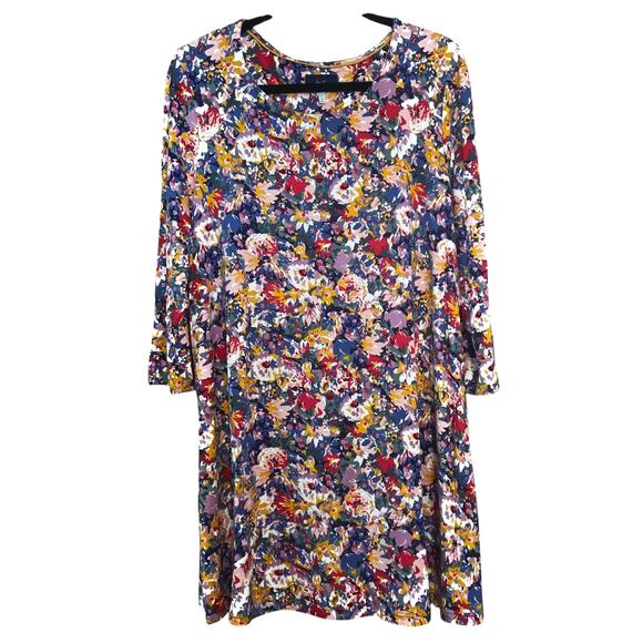 Joules Floral Hayden Jersey Tunic, Round Neck, three-quarter sleeves, size 12 - Picture 4 of 12